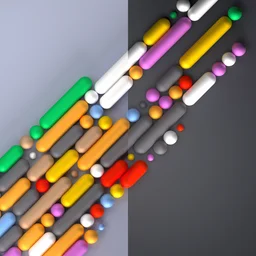 Wallpaper with three-dimensional spheres and cylinders